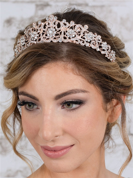 Vintage Rose Gold Crystal Tiara