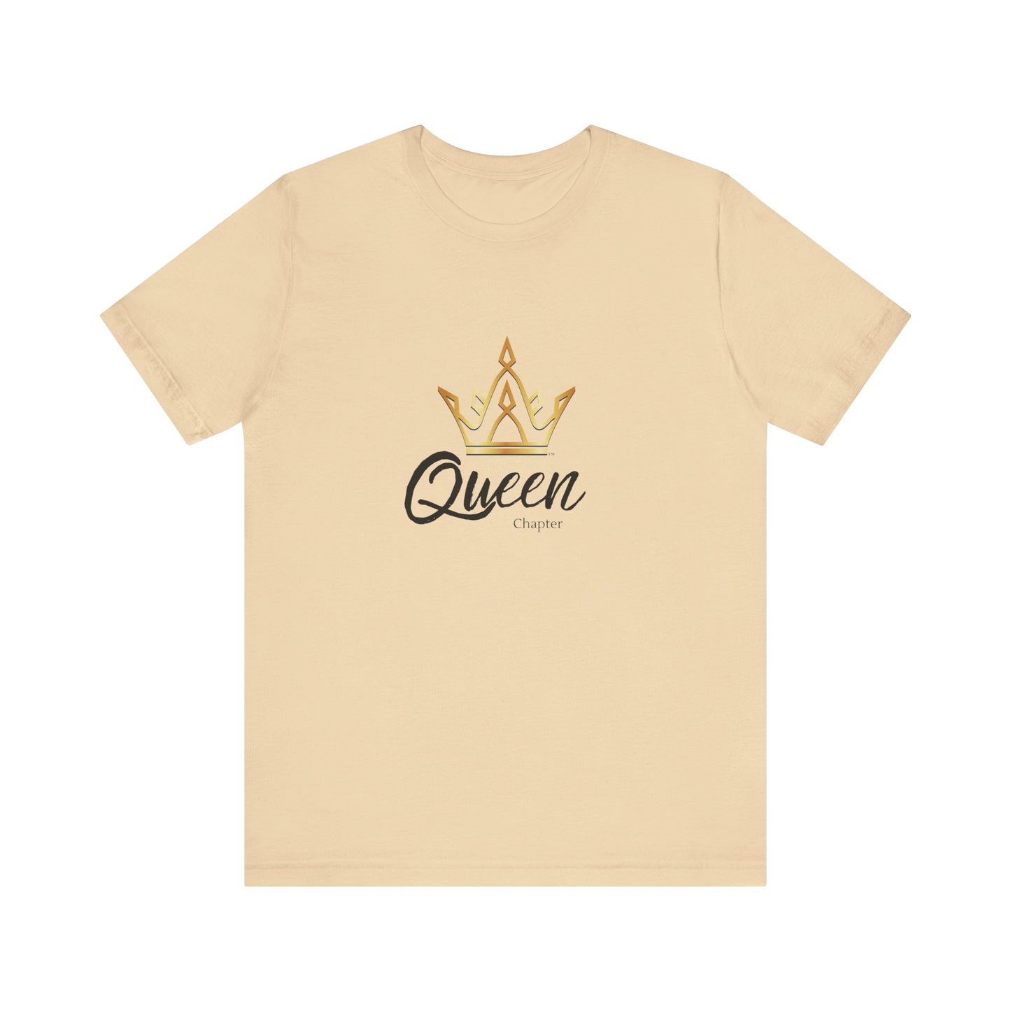 Beige t-shirt with 'Queen' and crown design on a white background