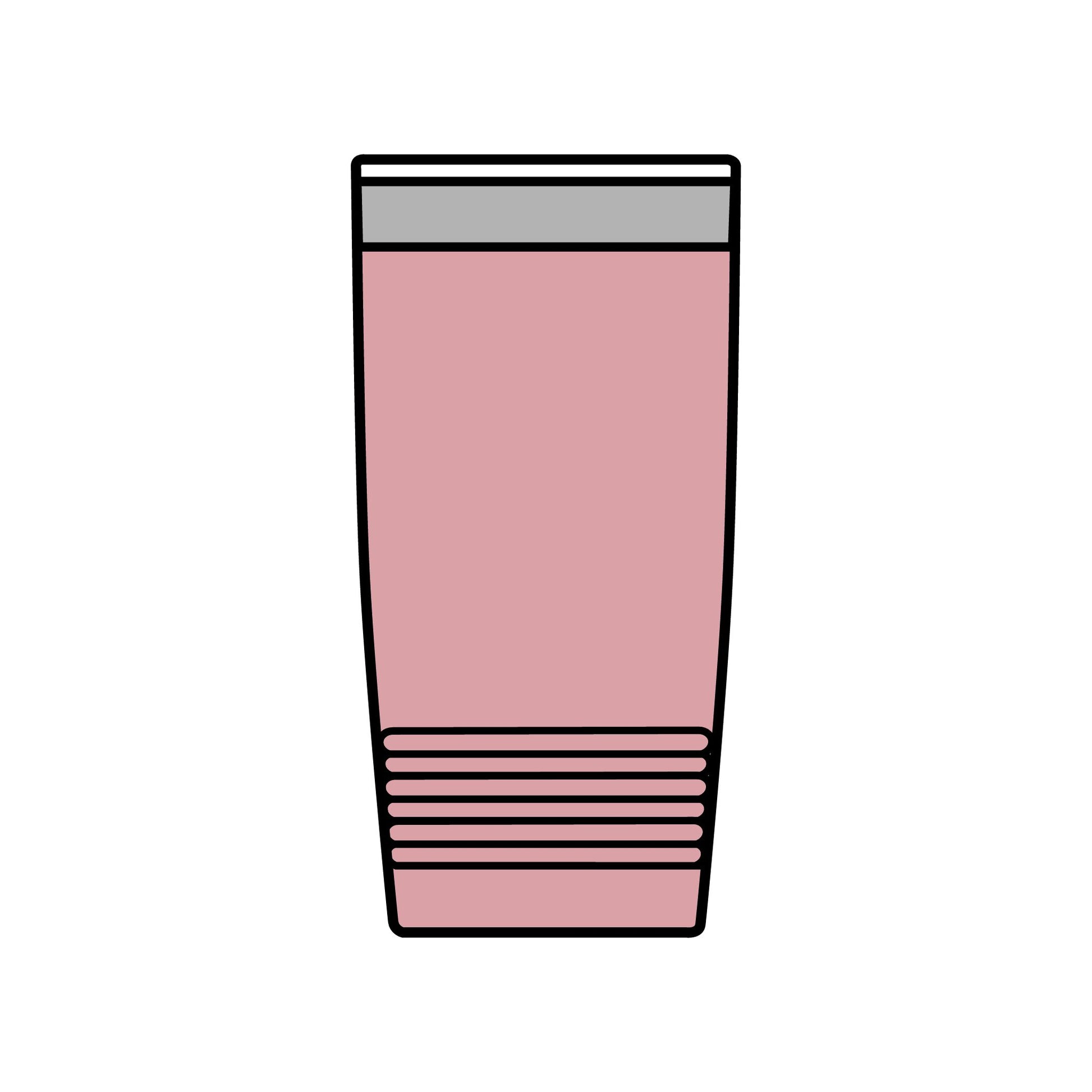 Illustration of a pink cylindrical container with a gray top on a white background
