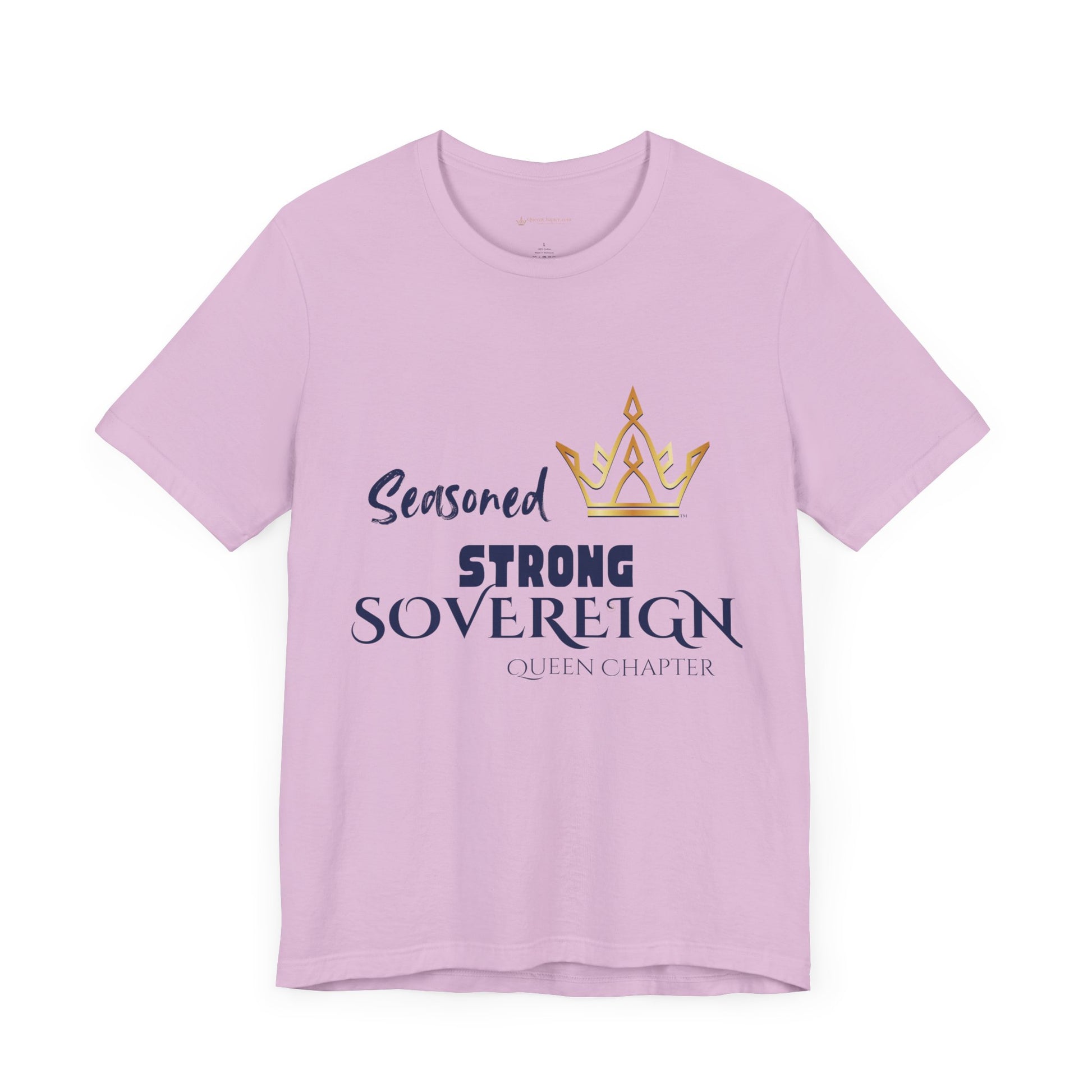 Purple t-shirt with motivational text and crown graphic on a white background